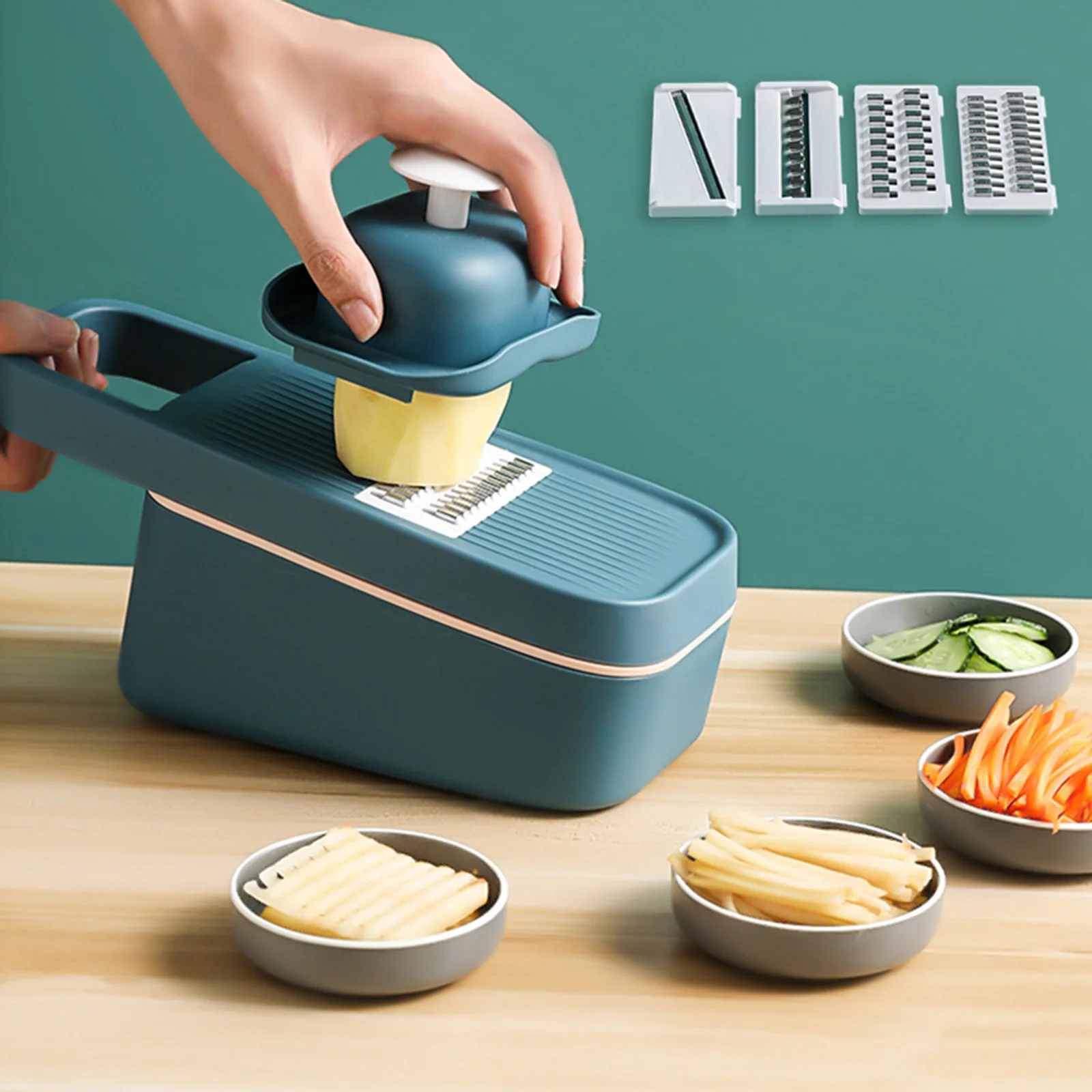 Vegetable Cutter Grater Manual Slicer Chopper Multifunctional Food Chopper With Replaceable Handheld Slicer With