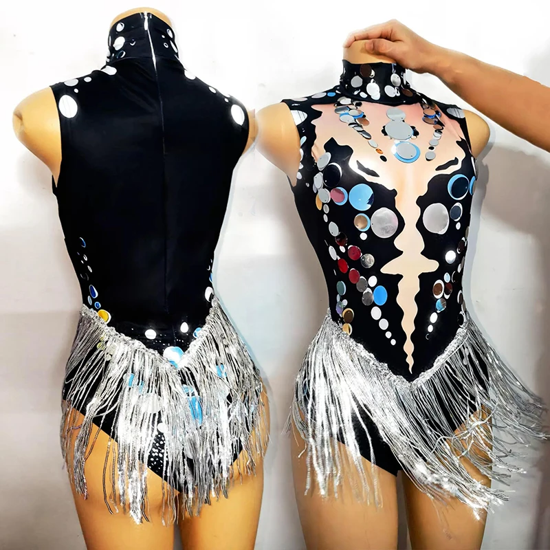 Gogo Dance Costume Women Sleeveless Fringe Bodysuit Women Singer Showgirl Performance Clothes Nightclub Party Show Clothing 6225