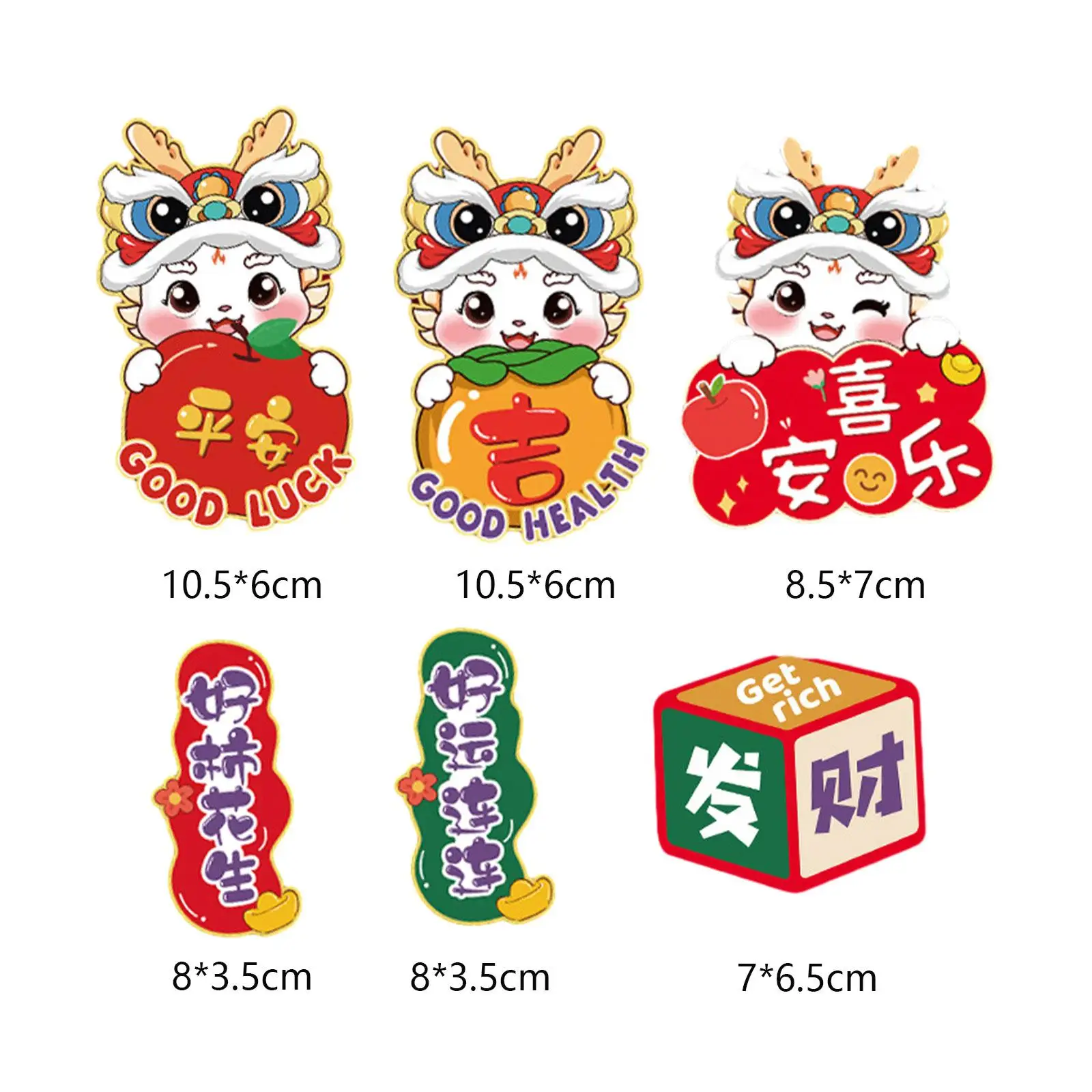 6Pcs Chinese New Year Refrigerator Magnets Ornament for Home Spring Festival