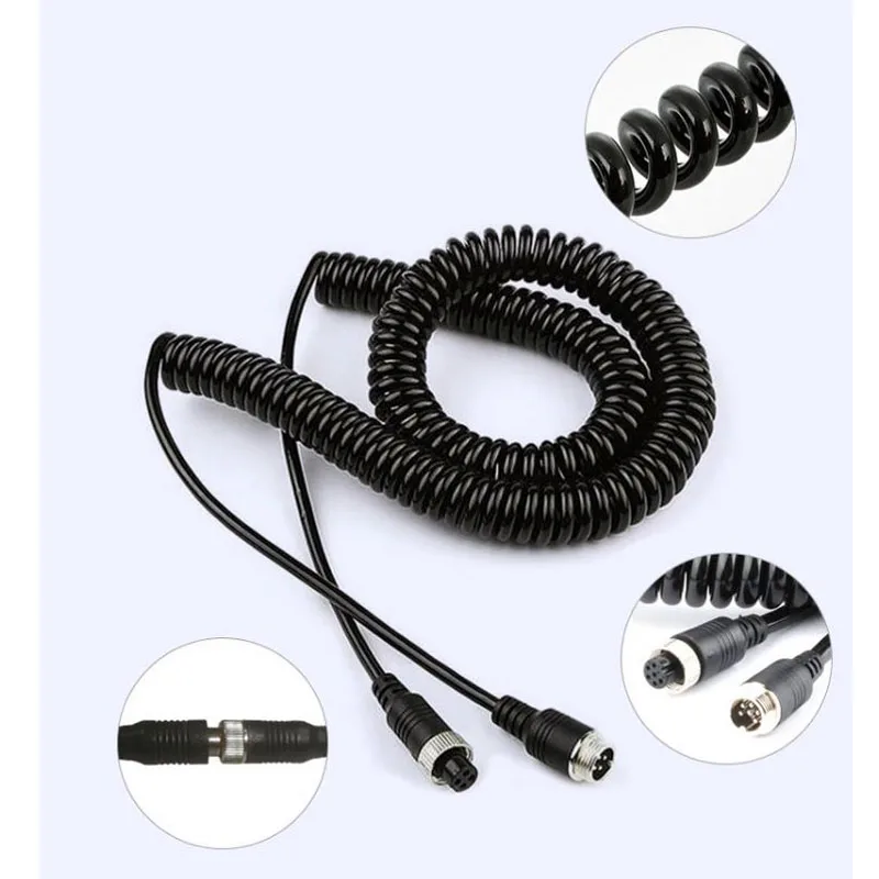 Vehicle aviation cable 4CH surveillance camera connection Wire trailer video spring 4-p aviation head extension cable