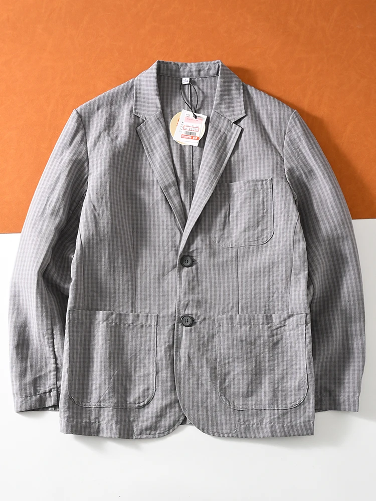 

Linen Blend 3D Bubble Summer Men's Commuter Lightweight Casual Elegant Suit Jacket Fashionable Urban Style Spring Collection