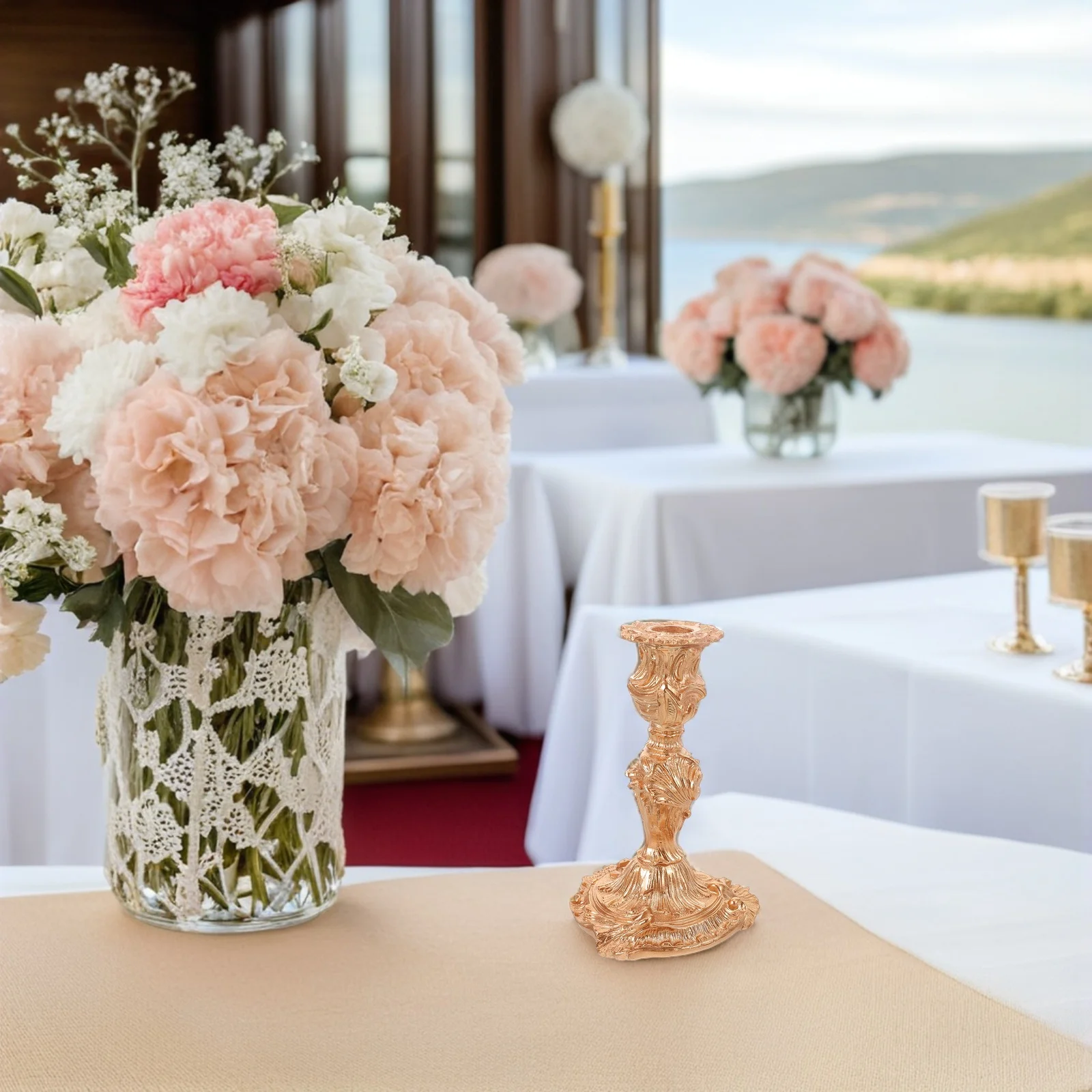 

Resin Baroque Holder Vintage Style Elegant Candlestick for Wedding Table Centerpiece Romantic Party Decoration Resin