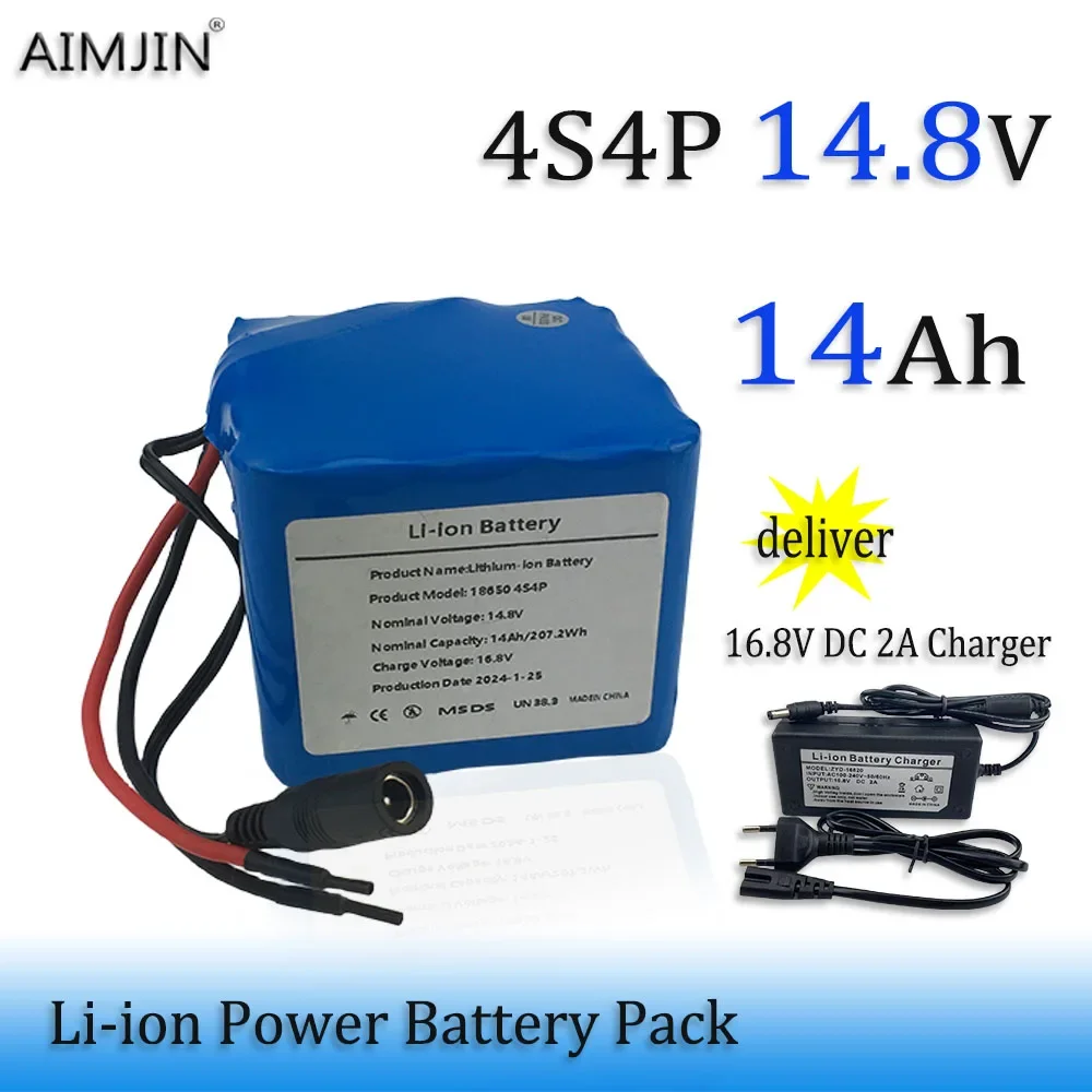 

4S4P 14.8V 14Ah 18650 Li-ion Battery Pack with 5A BMS for Night Fishing Lamp Heater Miner's Lamp Amplifier Etc + Charger