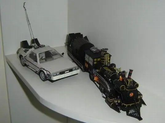 3D 미래로 돌아 가기 닥터의 기차 조각 Papercraft 종이 카드 모델 빌딩 세트 수제 DIY 기하학적 종이 접기 모델