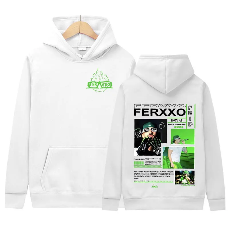 Rapper Feid Ferxxo Tour 2024-2025 Graphic Hoodie Men's Retro Street Pullover Sweatshirt Man Hip Hop Oversized Hoodies Streetwear