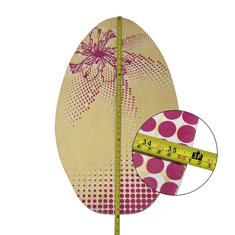 UPSURF Pink Floral Print Wooden Skimboard Lightweight Beach Skim Board for Beginners Kids Adults Shore Surfing Water Sports