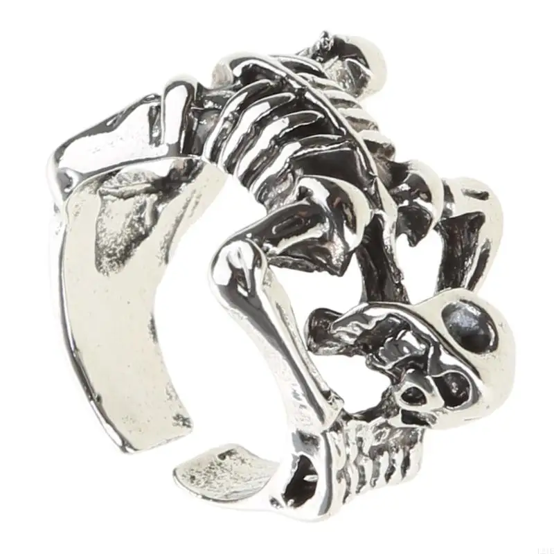 L21E Retro Punkringe Gothic Legierte -Ringe, verstellbare Ringe Skelettschädelringe