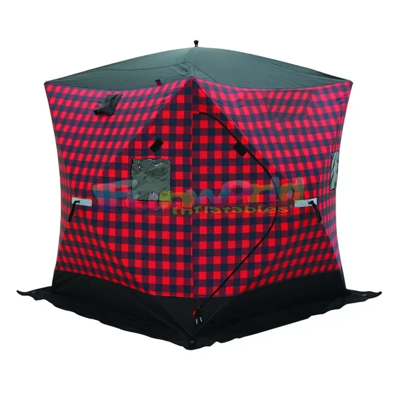 STLF Portable 4 6 person ice fishing tent 8 foot insulated large pop up tent silver winter ice fishing tent