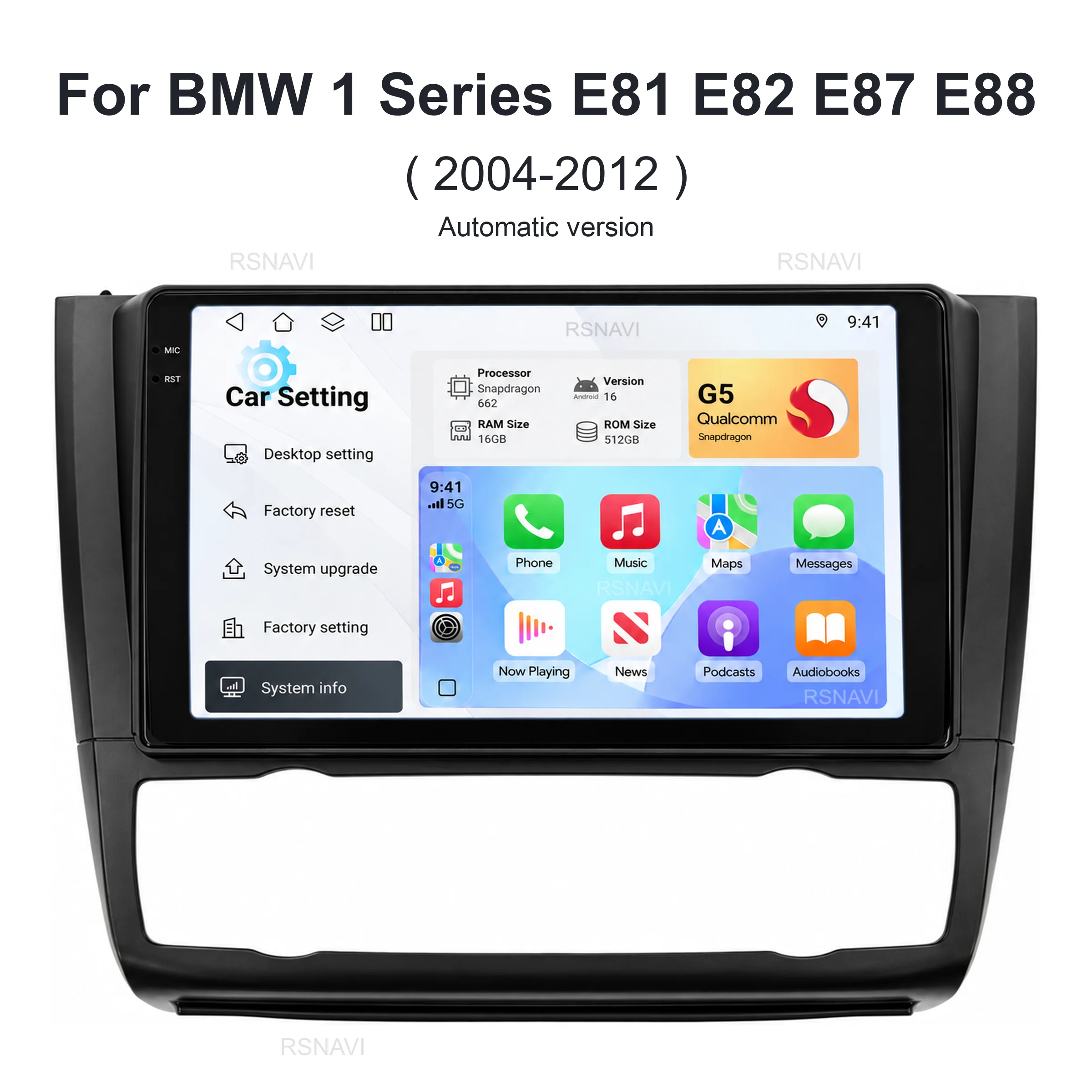 Android 16 For BMW 1-Series E88 E82 E81 E87 2004 - 2011 2K QLED Android Car Radio Multimedia Video Player GPS stereo CarPlay 4G