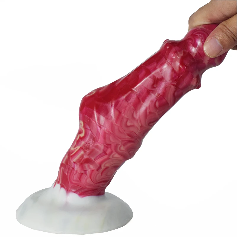 NNSX-consolador de lobo glande realista con ventosa para mujer, pene fuerte de Animal rojo, vaso sanguíneo Real, tapón Anal, productos Sexshop