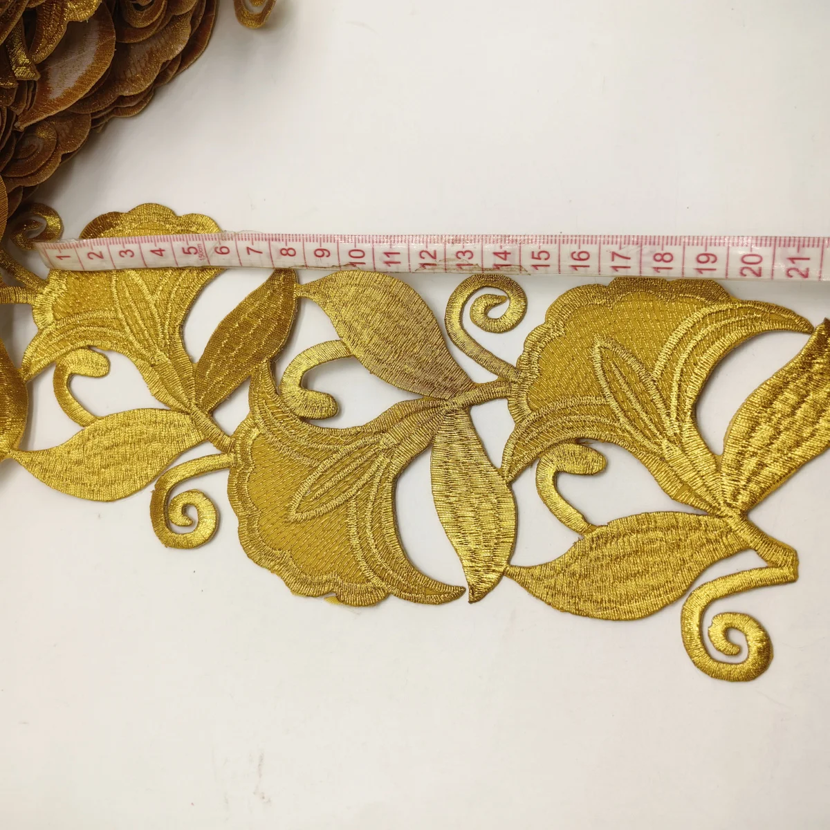 1 Yard Gold Embroidered Lace Iron On For Cosplay Costumes Braided Vintage Applique Gold Metallic Lace 9CM