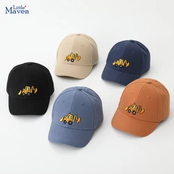 School Boy Baseball Hats Bulldozer Excavator Embroidered Children Outdoor Summer Kids Caps for 2-8Years Baby Sports Hats Cotton