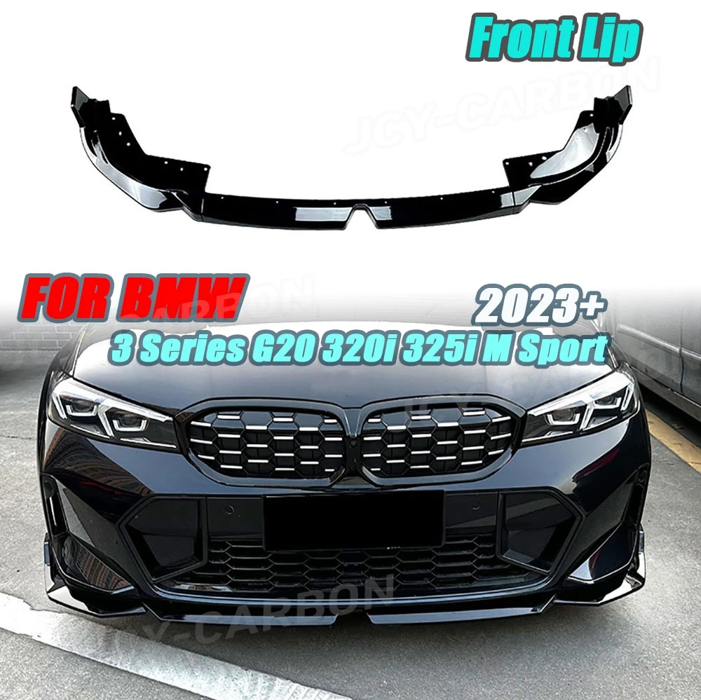 

For BMW 3 Series G20 320i 325i M Sport 2023+ Front Bumper Lip Spoiler Carbon Look Side Apron Protect Splitters Accessories