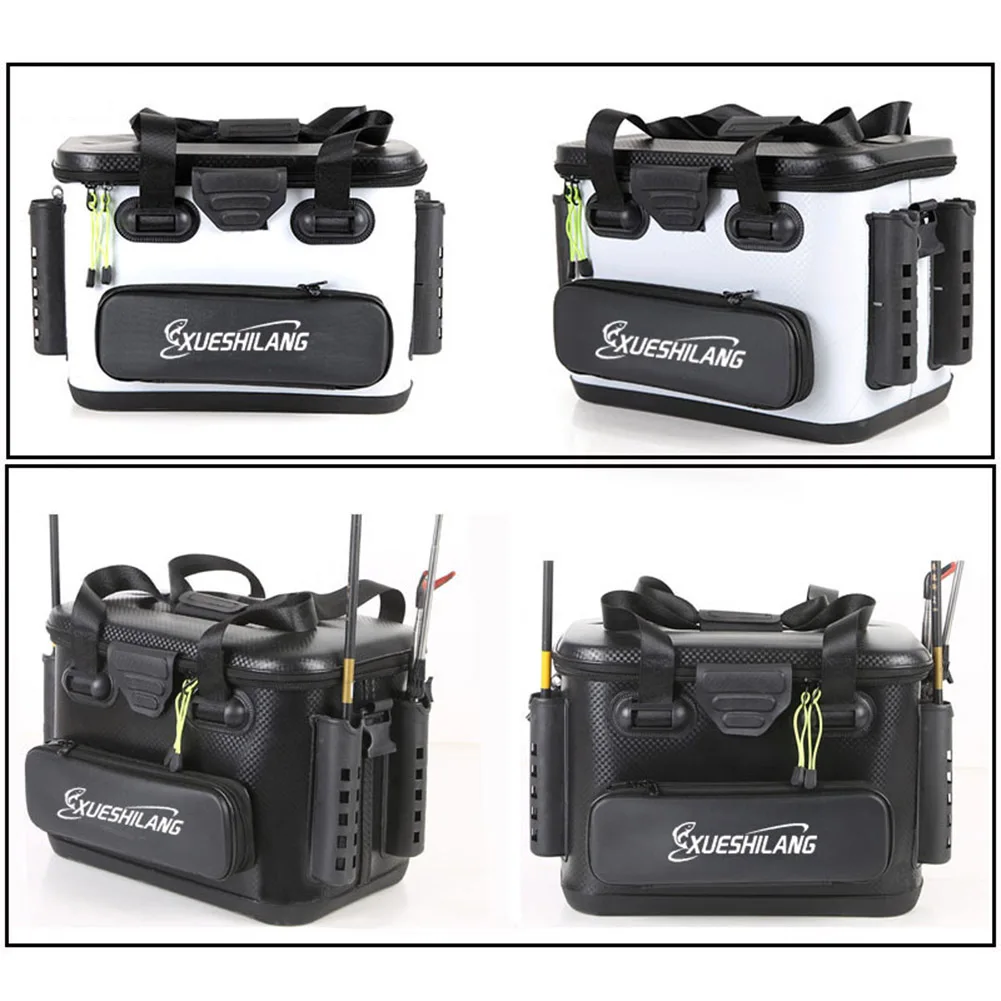 

EVA Fishing Tackle Box Multifunctional Fishing Barrel Box High-Capacity Sticker Design with Handheld for Angler Supplies