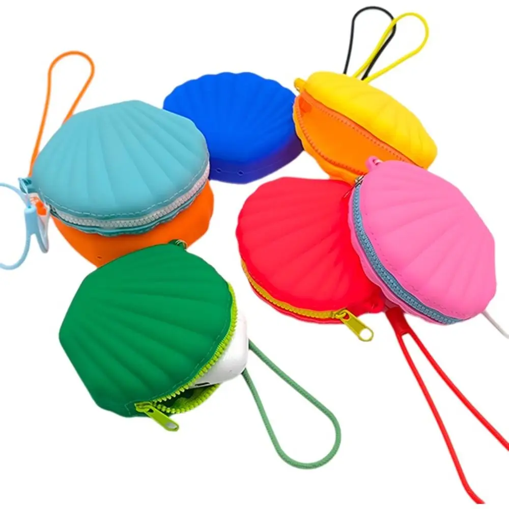New Silicone Coin Purse Shell Shape Zipper Earphone Bag Portable Cosmetic Bag Women Girls