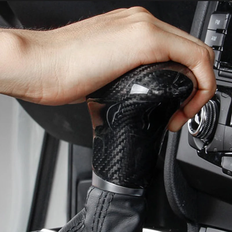 LHD AT Carbon Fiber Car Handbrake Sticker Gear Shift Knob Cover Trims For Audi A4 B8 A5 A6 C7 A7 Q5 Q7 2012 2013 2014 2015 2016