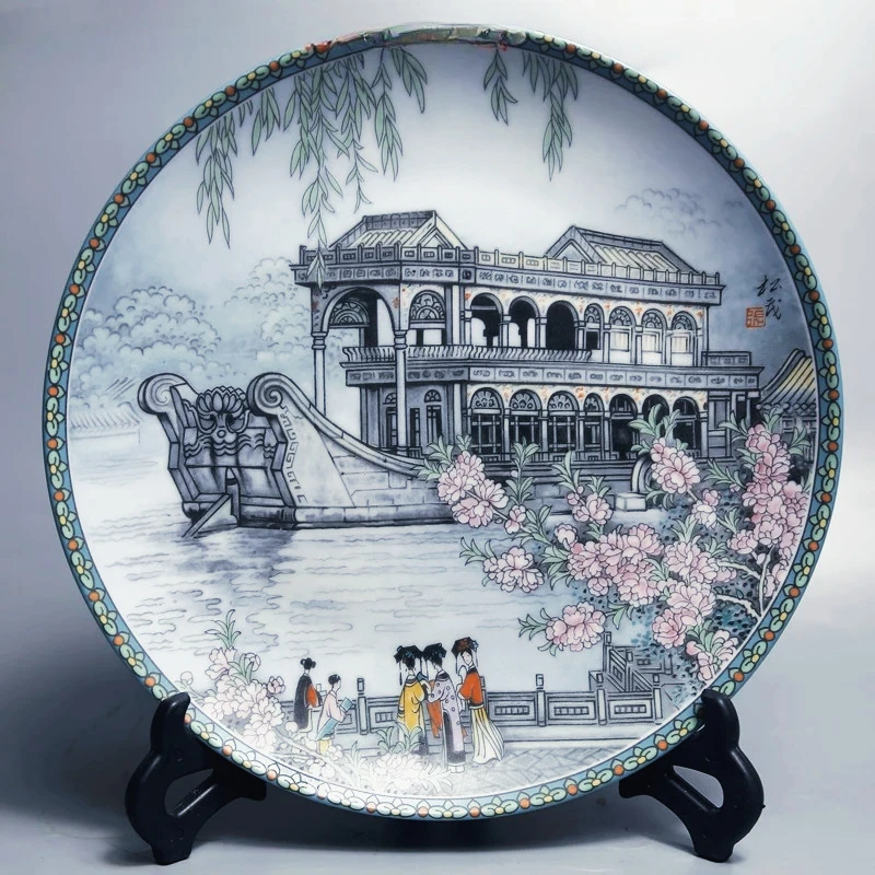 

Famous Stone Boats in Summer Jingdezhen Factory Porcelain Decorative Plate Historical Art Cultural Craft