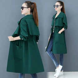 Windbreaker Women Mid Length Outerwear 2024 Spring Autumn New Korean Jacket Trench Coat for Women Basic Coat Women Clothes Tops