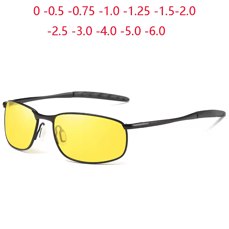 Anti-Glare Night Vision Lens Square Myopia Sunglasses Men Polarized Outdoor Driving Prescription Sun Glasses 0 -0.5 -0.75 To -6