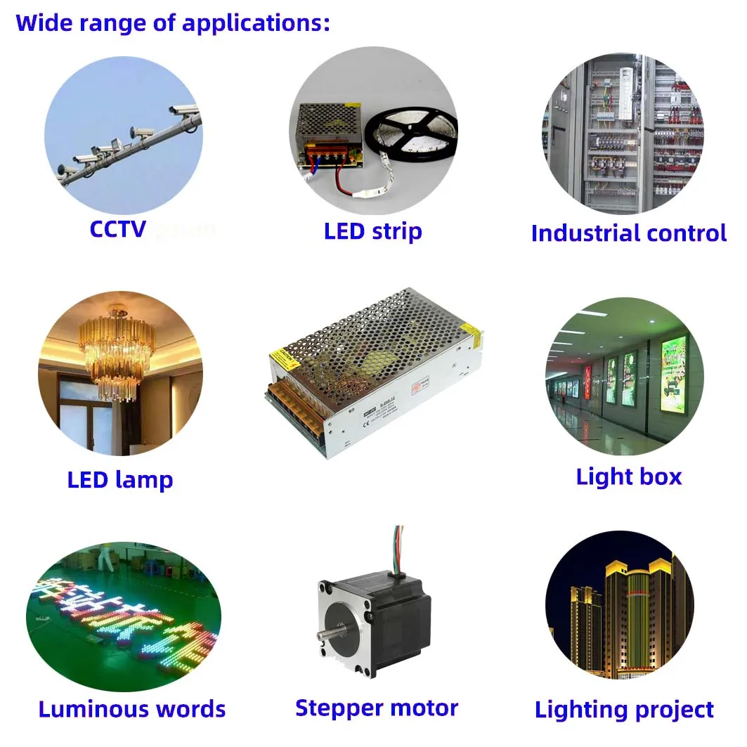 DC 5V 12V 24V Lighting Transformers 1A 2A 3A 5A 10A 15A 20A 30A 50A 60A Switching Power Supply 30W 50W 100W 120W 480W LED Driver