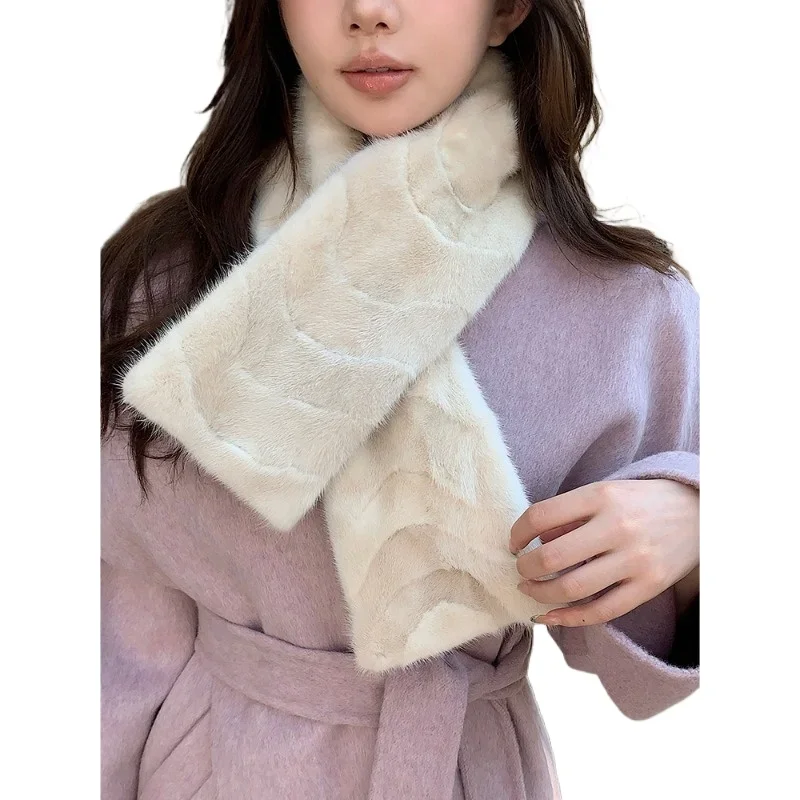 New Chinese mink fur scarf, national style mink scarf, women's winter temperament warm mink scarf