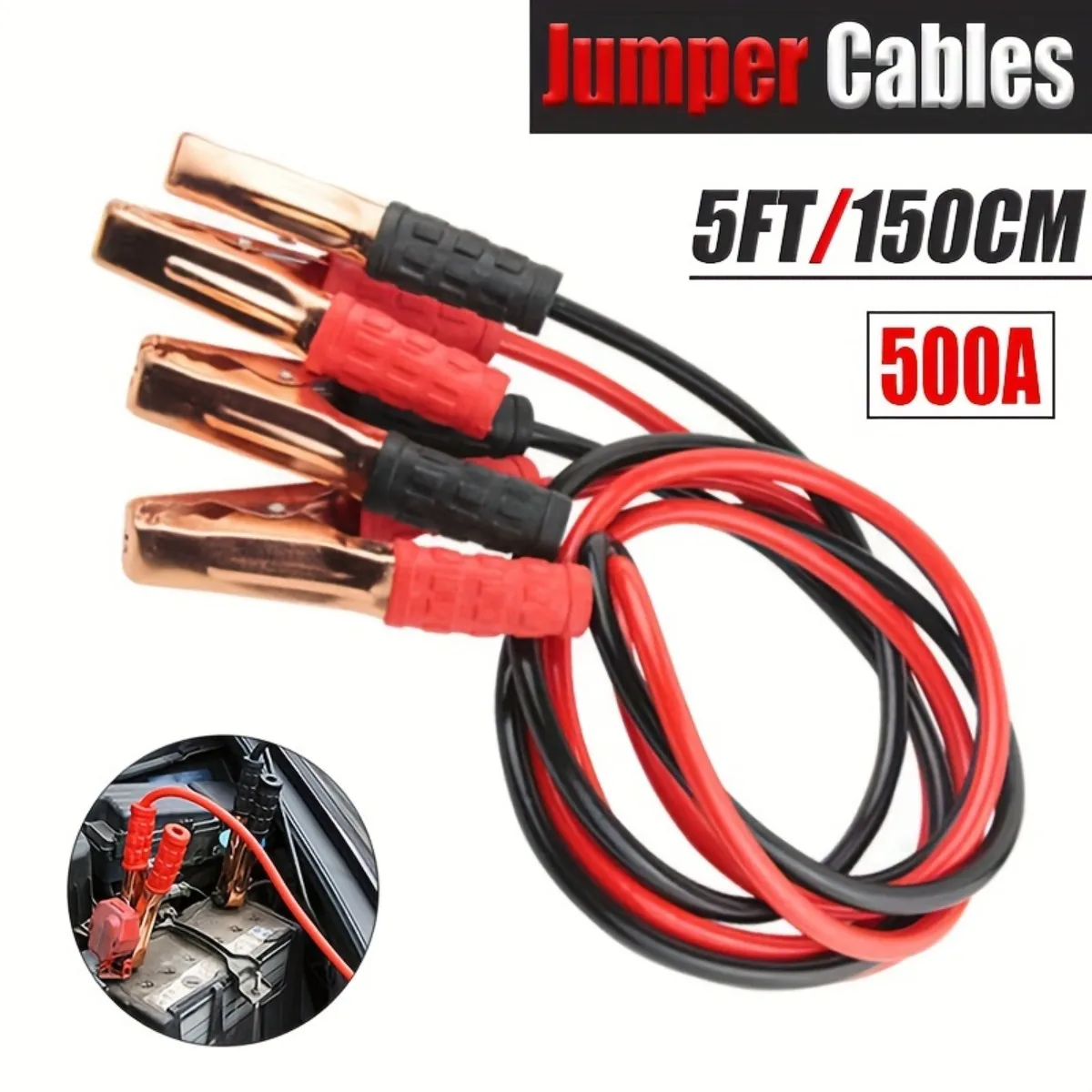 

Heavy-Duty Jumper Cables 500AMP 12 Gauge 6Ft Booster Cables for Cars Trucks and SUVs