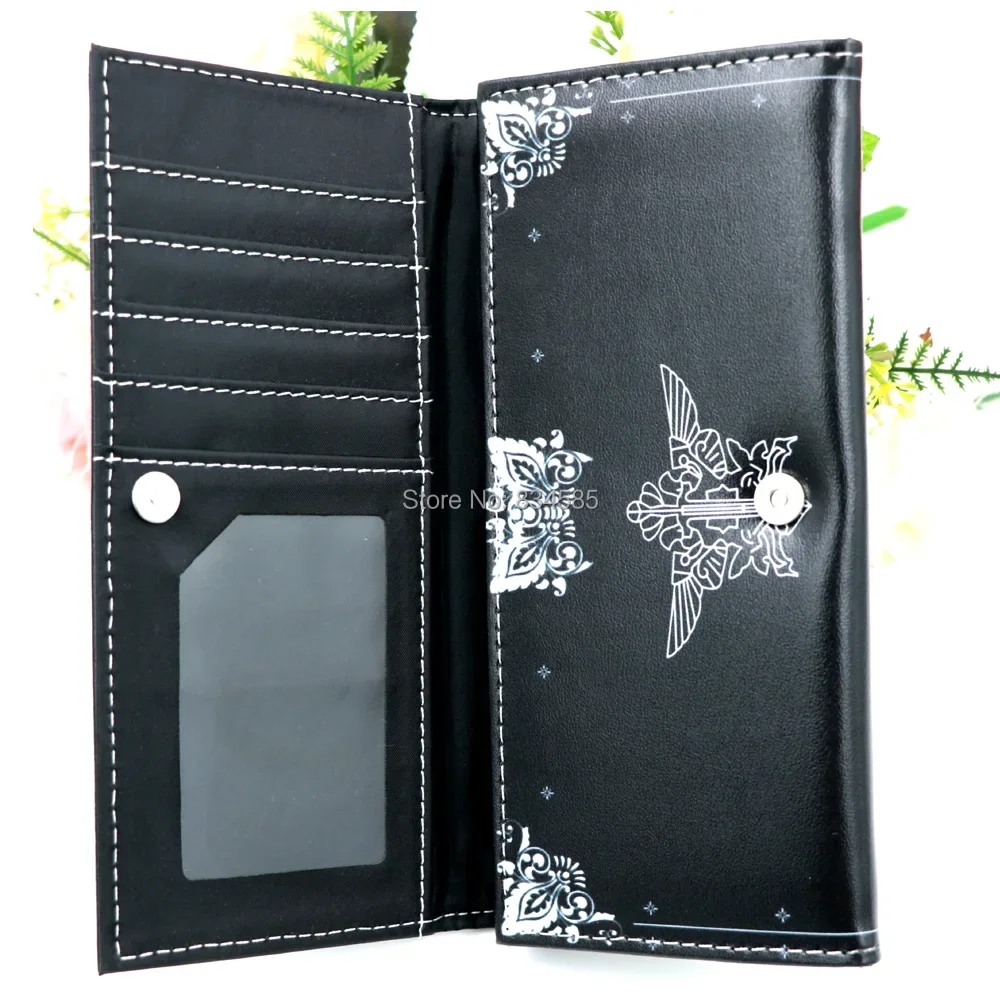 Black Butler Ciel Phantomhive Sebastian Anime Black Synthetic Leather Button Wallets