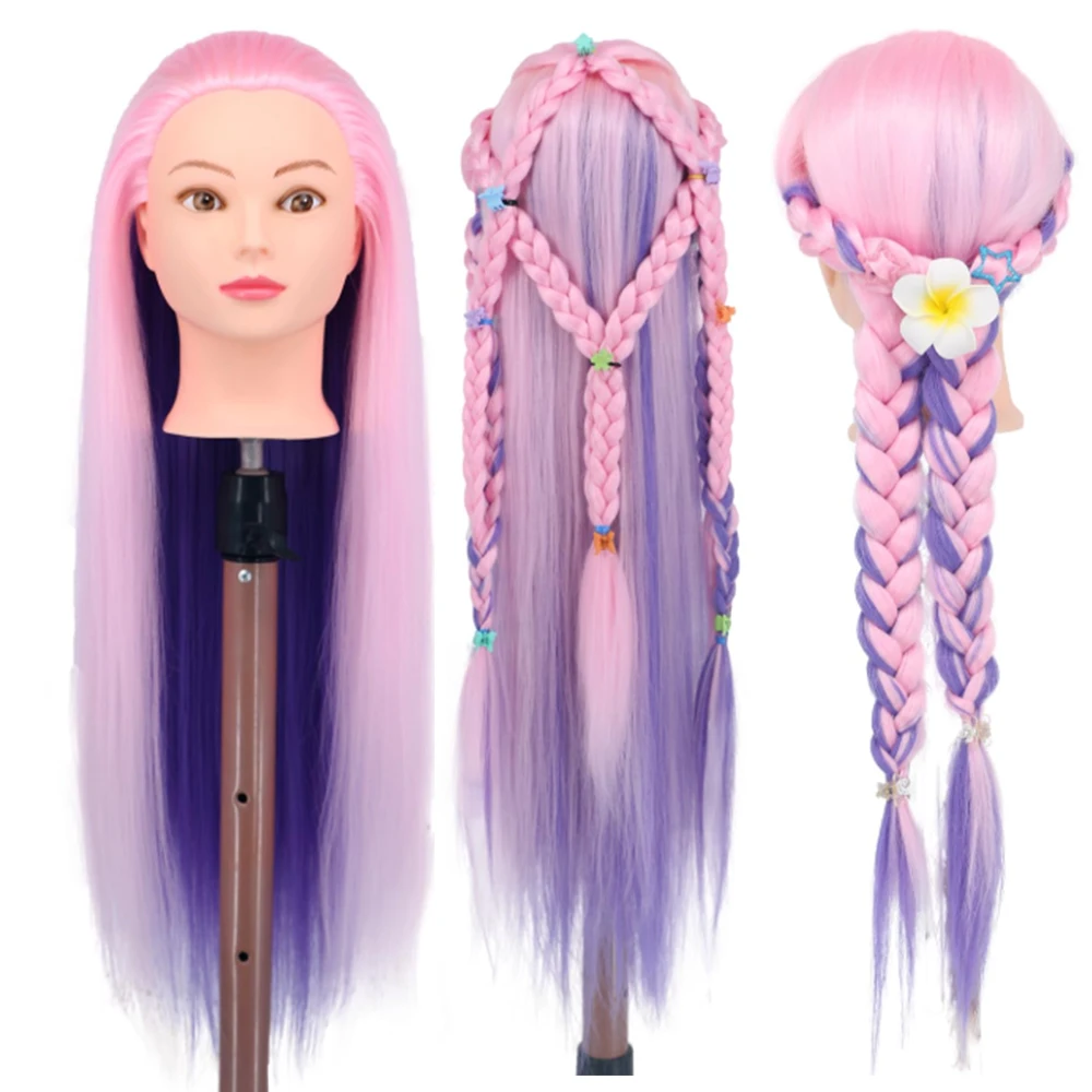 

29-дюймовая голова-манекен с волосами для практики на манекене, косметологии, укладки волос, парикмахерских тренировок, плетения кос, с держателем-зажимом