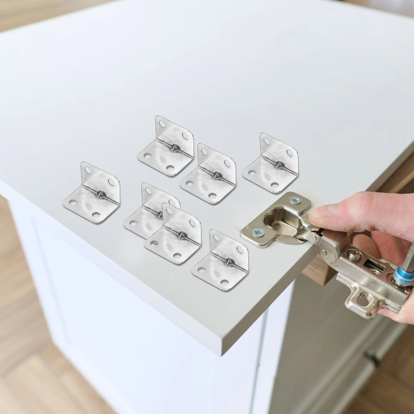 

50pcs Metal Right Angle L-Shaped Corner Brace Shelf Support Connector Furniture Fixing Hardware For Tables Chairs Cabinets L