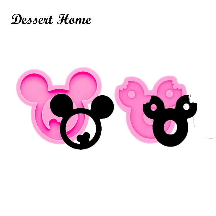 DY0055 DIY Mouse with love silicone mold for resin epoxy Cartoon anime mouse with ear bitten off mold for keychains jewelry