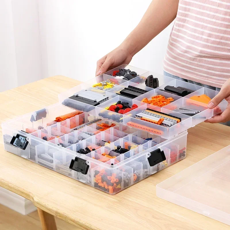 Double-layer Building Block Storage Box Large Capacity Screw Nut Plastic Organizer Hardware Small Parts Container Sort Tool Case