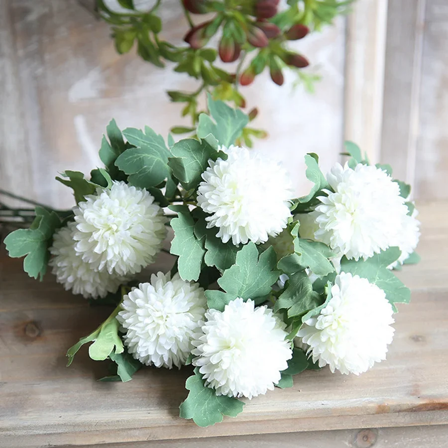 人工タンポポの花,長い茎の枝,フェイクヒヤシンス,鮮やかなシルク,偽の花,結婚式,お祭り,家の装飾,2つの頭