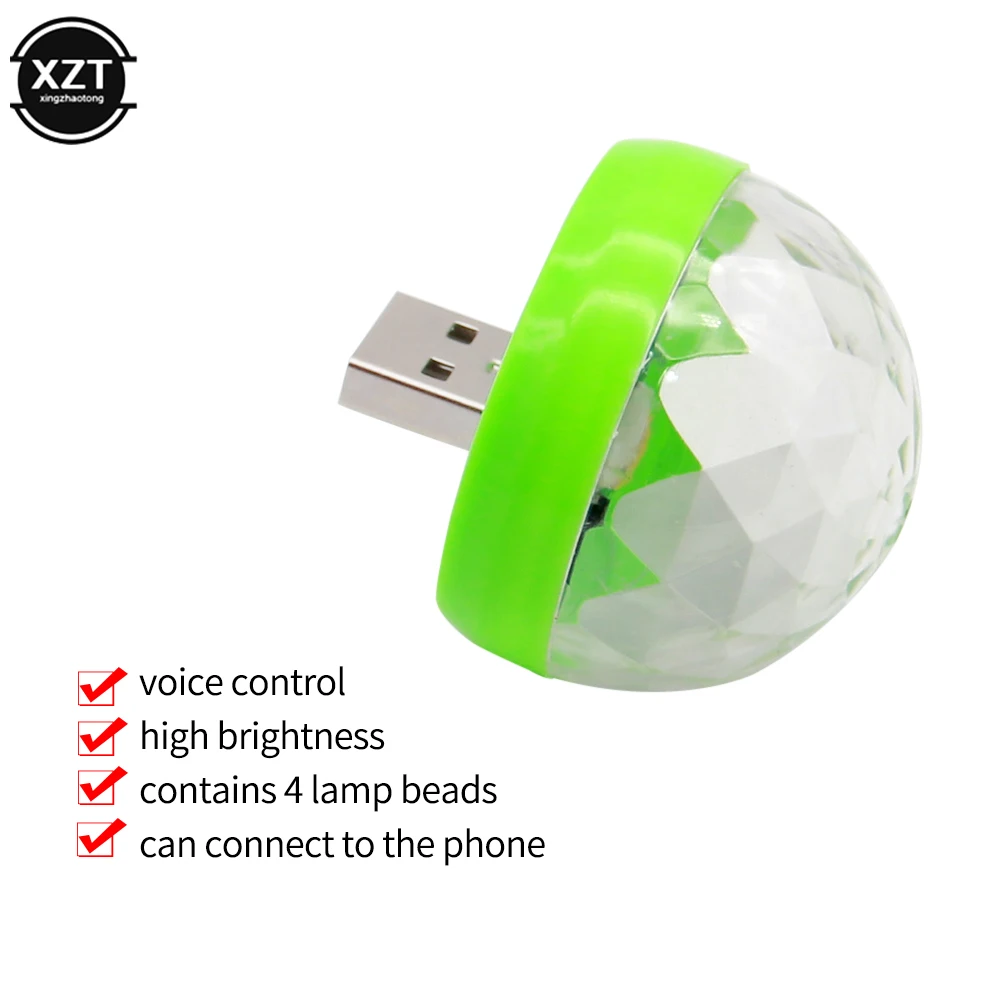 USB Voice Controlled Party Light Car Atmosphere Light Disco Light Hot Field Jump DJ Disco Ball Stage Lamp ForApple Android Phone
