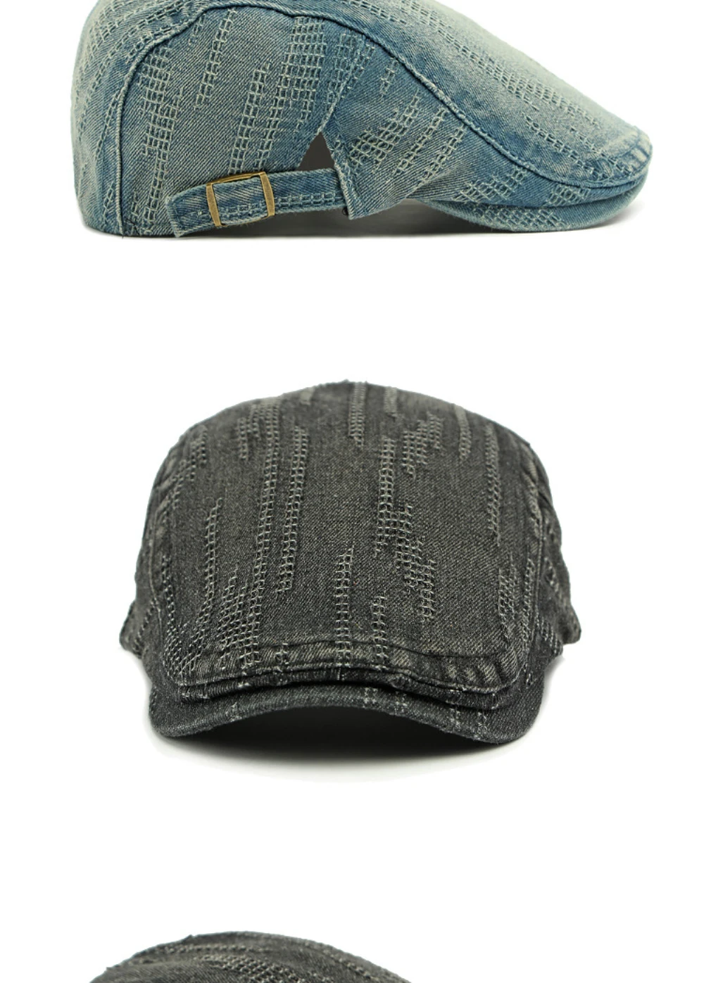 HT4768 Baskenmützen Frühling Sommer Herbst Denim-Kappen für Männer Frauen Baumwolle Künstler-Malermütze Unisex Ivy Flachmütze – Detail 11