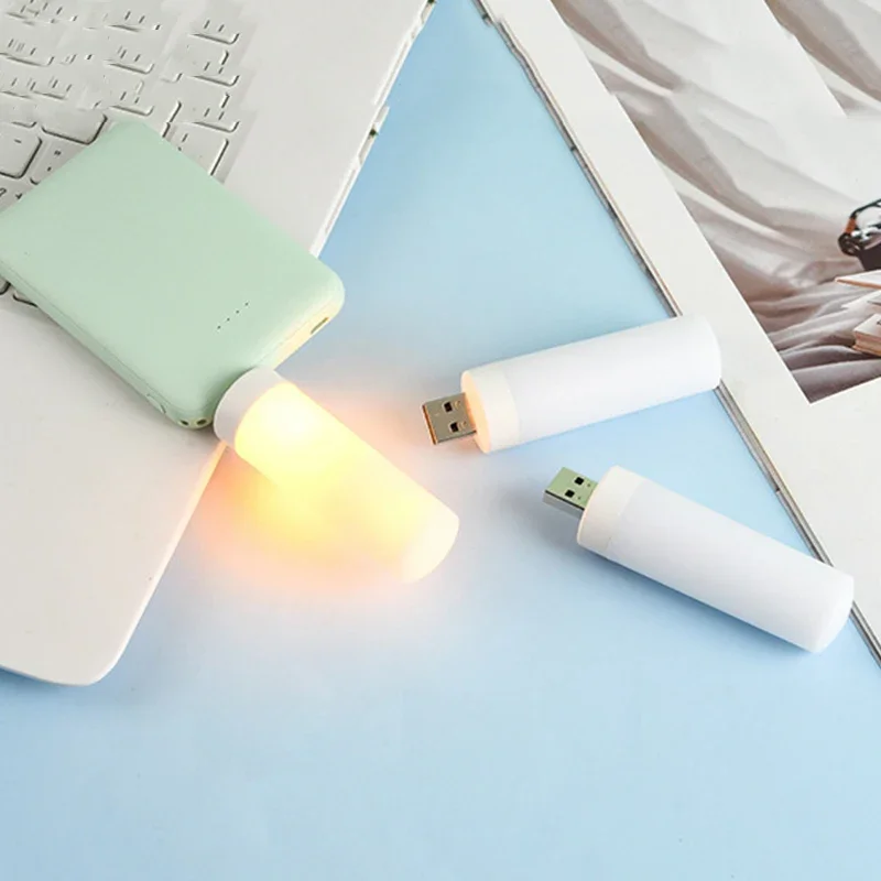 USB Atmosphere Light LED Flame Flashing Candle Lights Book Lamp for Power Bank Camping Lighting Cigarette Lighter Effect Light