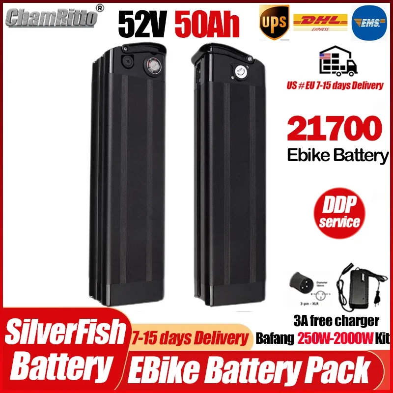 

Электрический велосипед 52 В SilverFish аккумулятор 40 Ач bicicleta elétrica 20 Ач 30 Ач 50 Ач 21700 1000 Вт Duotts S26 Аккумулятор 2000 Вт Litio Accu