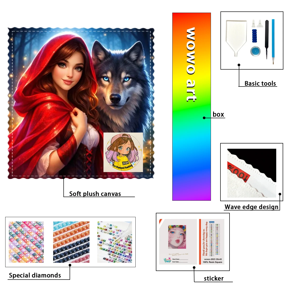 【eva Diamond Art】La chica de la túnica roja y el lobo Kit de estampado de diamantes 100% resina FD+AB+YG, una obra maestra perfecta que vale la pena comprar