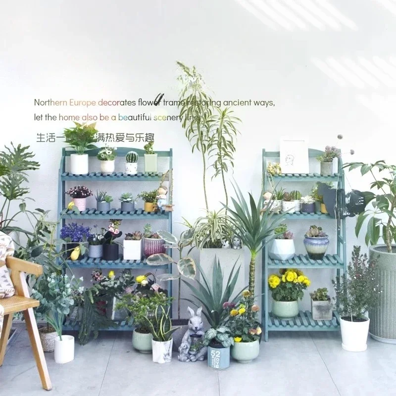 Support de fleurs de balcon succulent, multicouche du sol au plafond, support de plantes vert simple et moderne