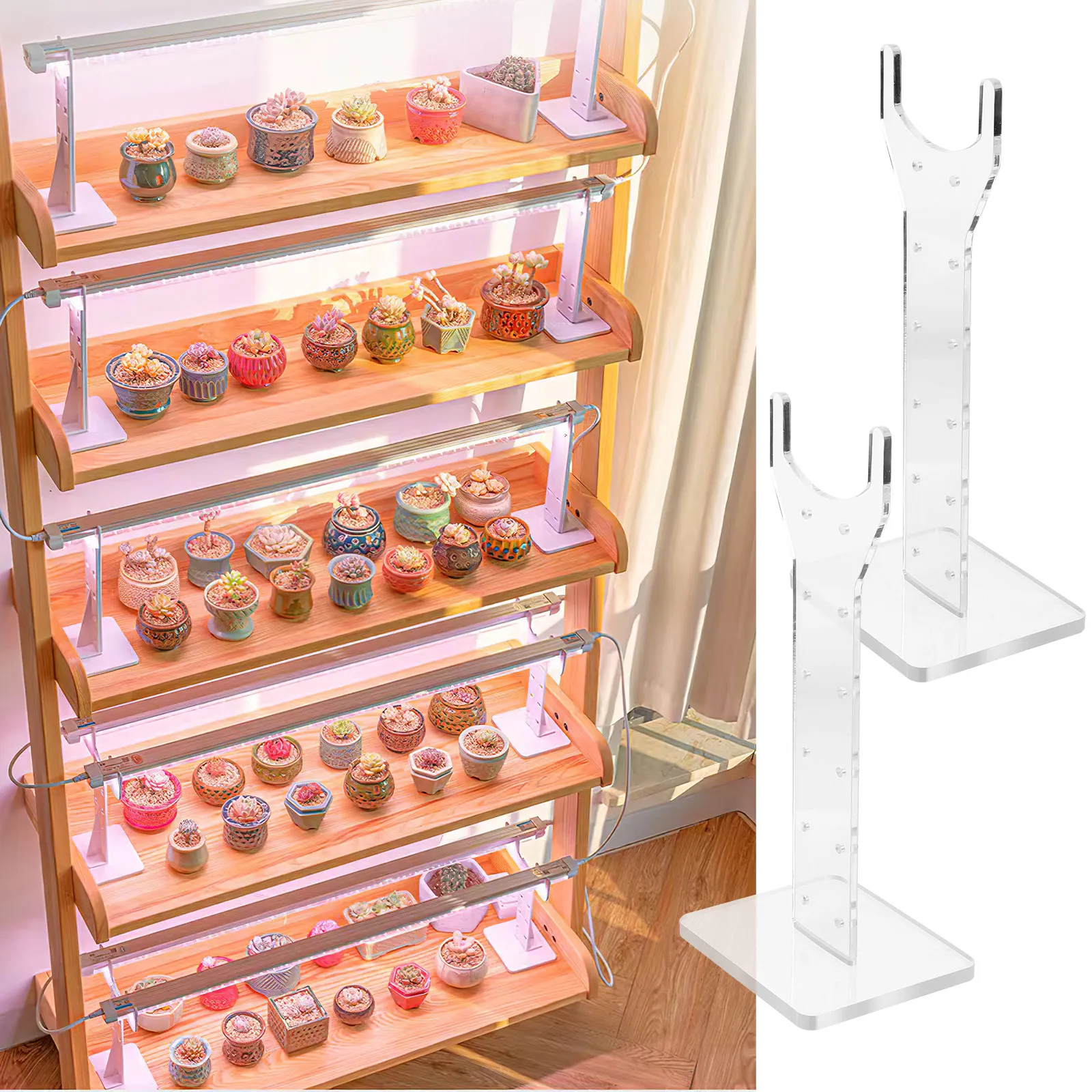 

1Pair Acrylic Lamp Rack Heavy-Duty Grow Light Stand for Indoor Plants Efficient Lighting Fixing Accessory Plants Lamp Stand