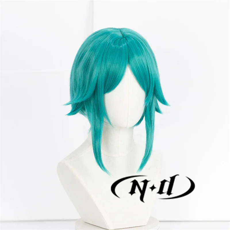 ND Phosphophyllite Cosplay Wigs Anime Land of the Lustrous Fluorescent Synthetic Green Short Hair for Party Cosplay Accessories