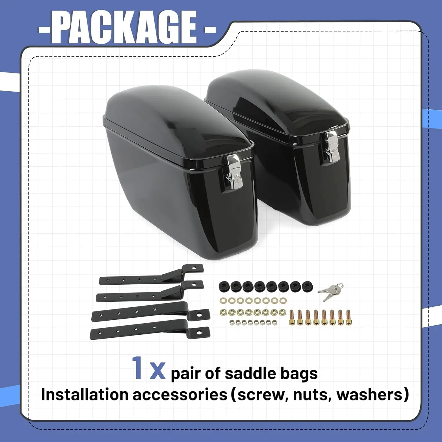 45L Motorcycle Hard Saddle Bags W/Lock Compatible with Honda Shadow