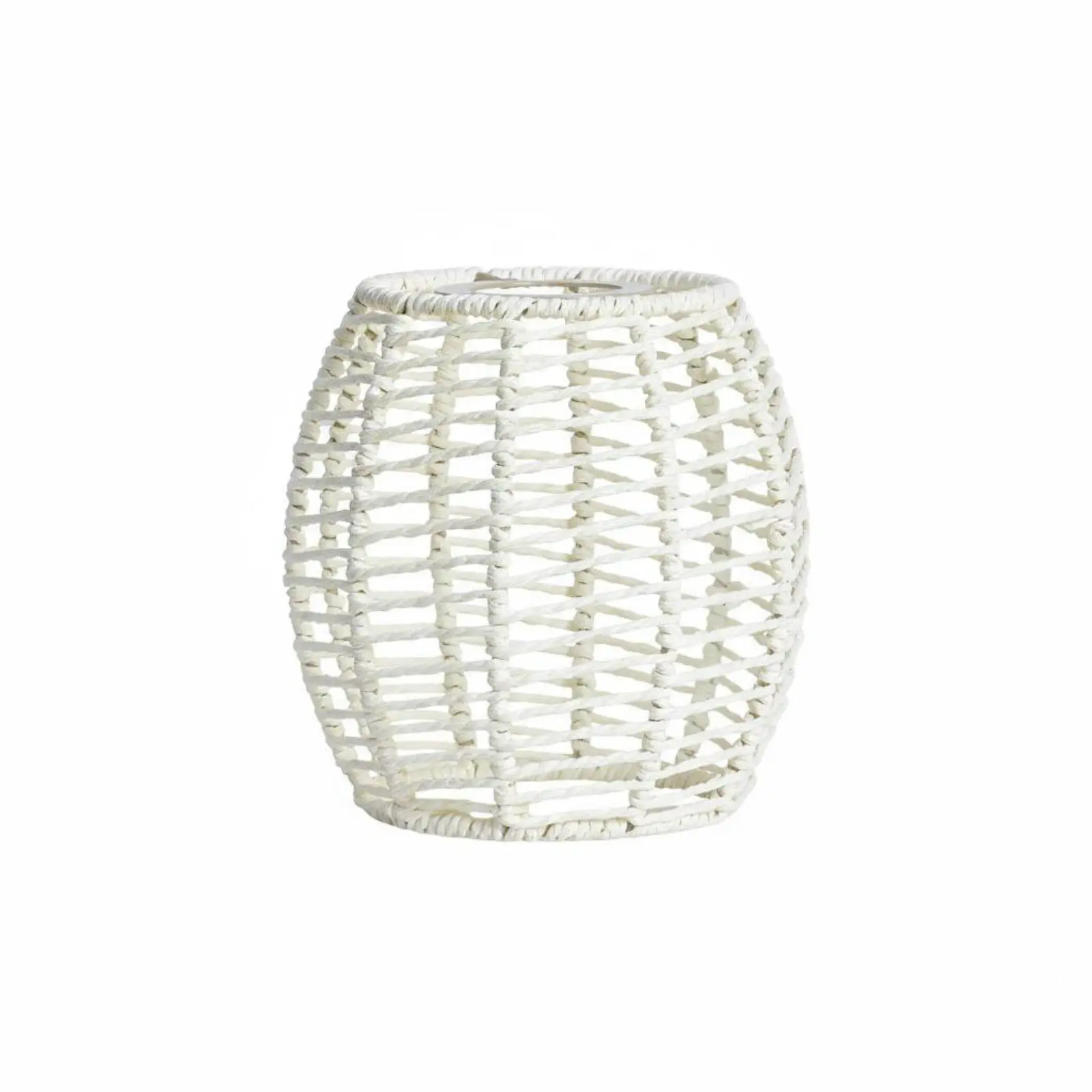 Woven Paper Rope Lampshade for Pendant Light Beige Minimalist Iron Frame Ceiling Lamp Cover for Cozy Home
