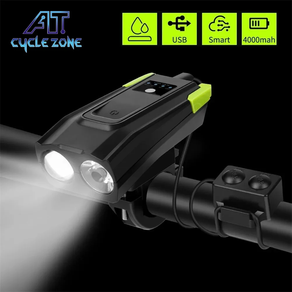 

T6 Bicycle Front Light with Horn LED Smart Induction Bike Lamp Cycling Horn Light for Night Riding Satety MTB Bike Accessory