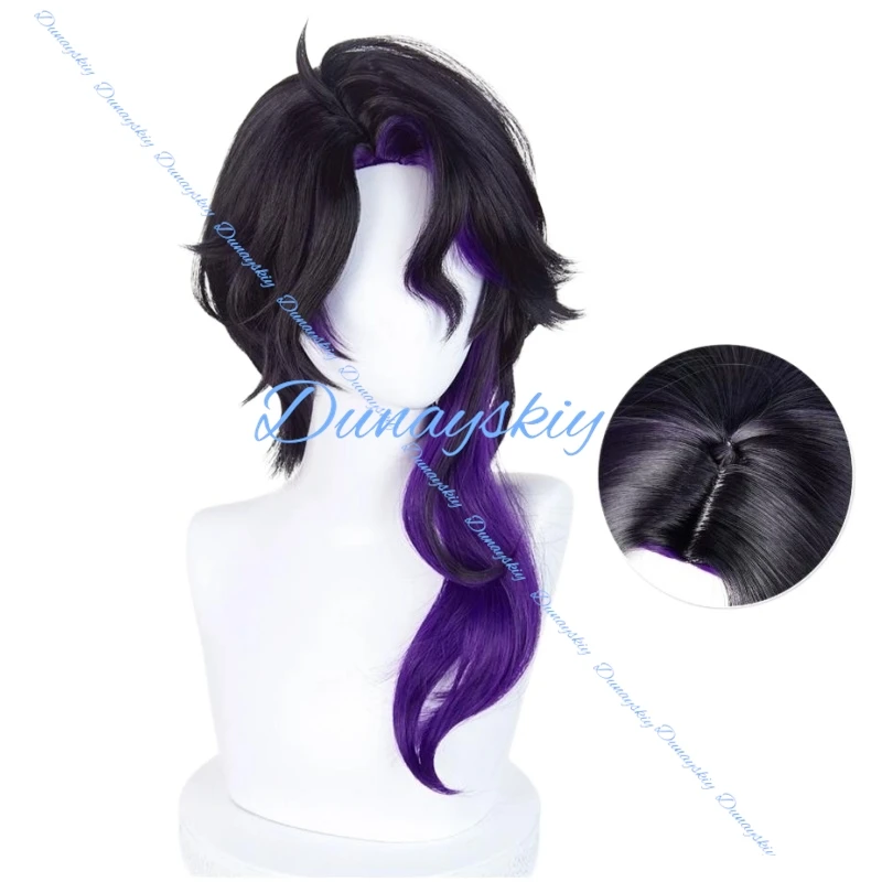 Pantalone Genshin Impact Cosplay Wig with Glasses for Men Black Hair Regrator WakuWaku Free Cap Included