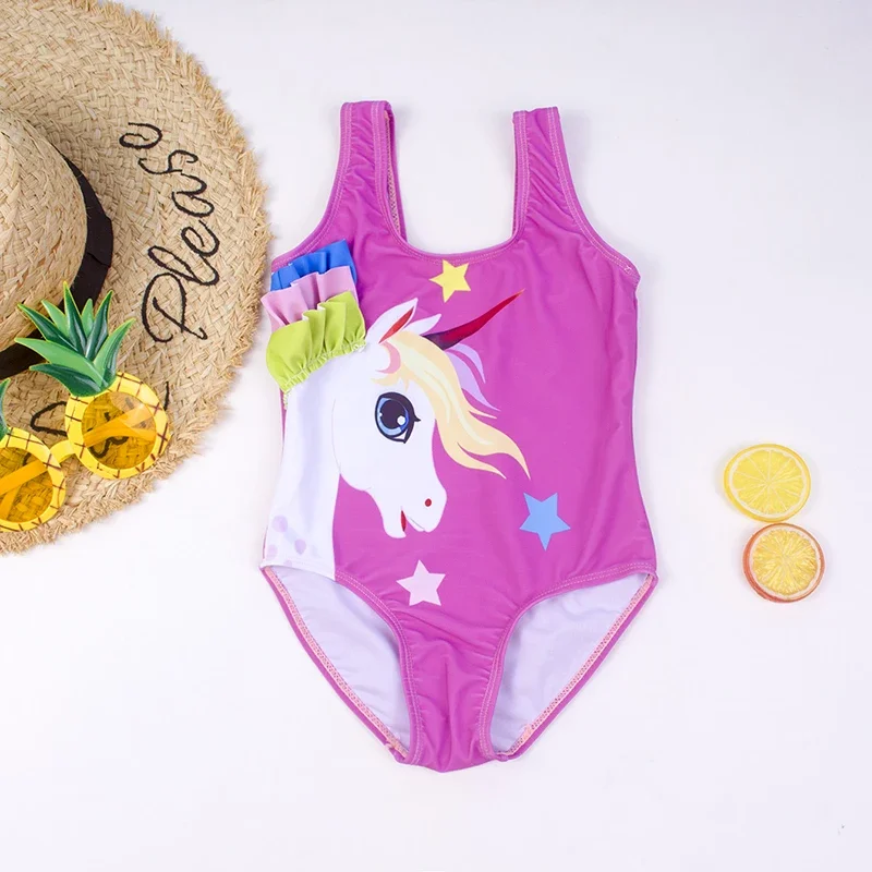 

3-7 Years Baby One Piece Swimsuit Girls Lovely Swiming Suits Unicorn Summer Girl Swimwear Beachwear Summer Children Bathing Suit