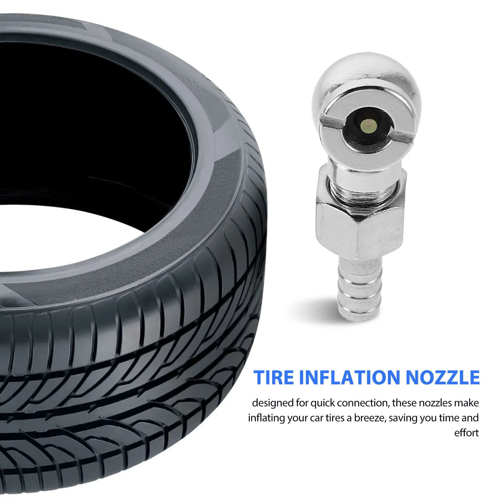 2Pcs Tire Valve Adapter Zinc Alloy Ball Foot Quick Connect Air Compressor Inflator Nozzle for Car Truck Universal Efficient