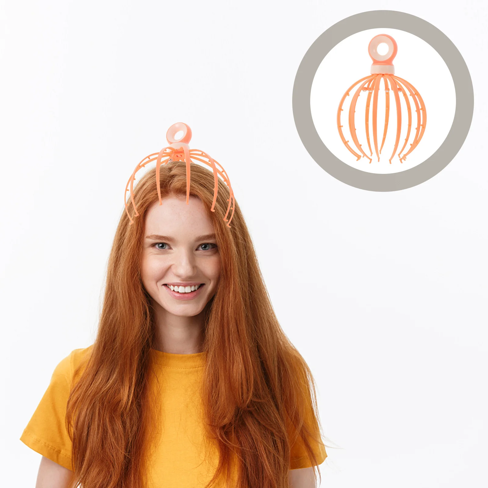 

1 шт. массажер для головы, инструмент для массажа кожи головы со стальными шариками, ручной массажный коготь для головы для путешествий на открытом воздухе, прочный полипропиленовый материал