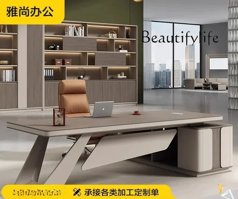 

J Fashionable Light Luxury Boss Table Office Desk And Chair Combination Desk Simple Modern Chairperson's Desk