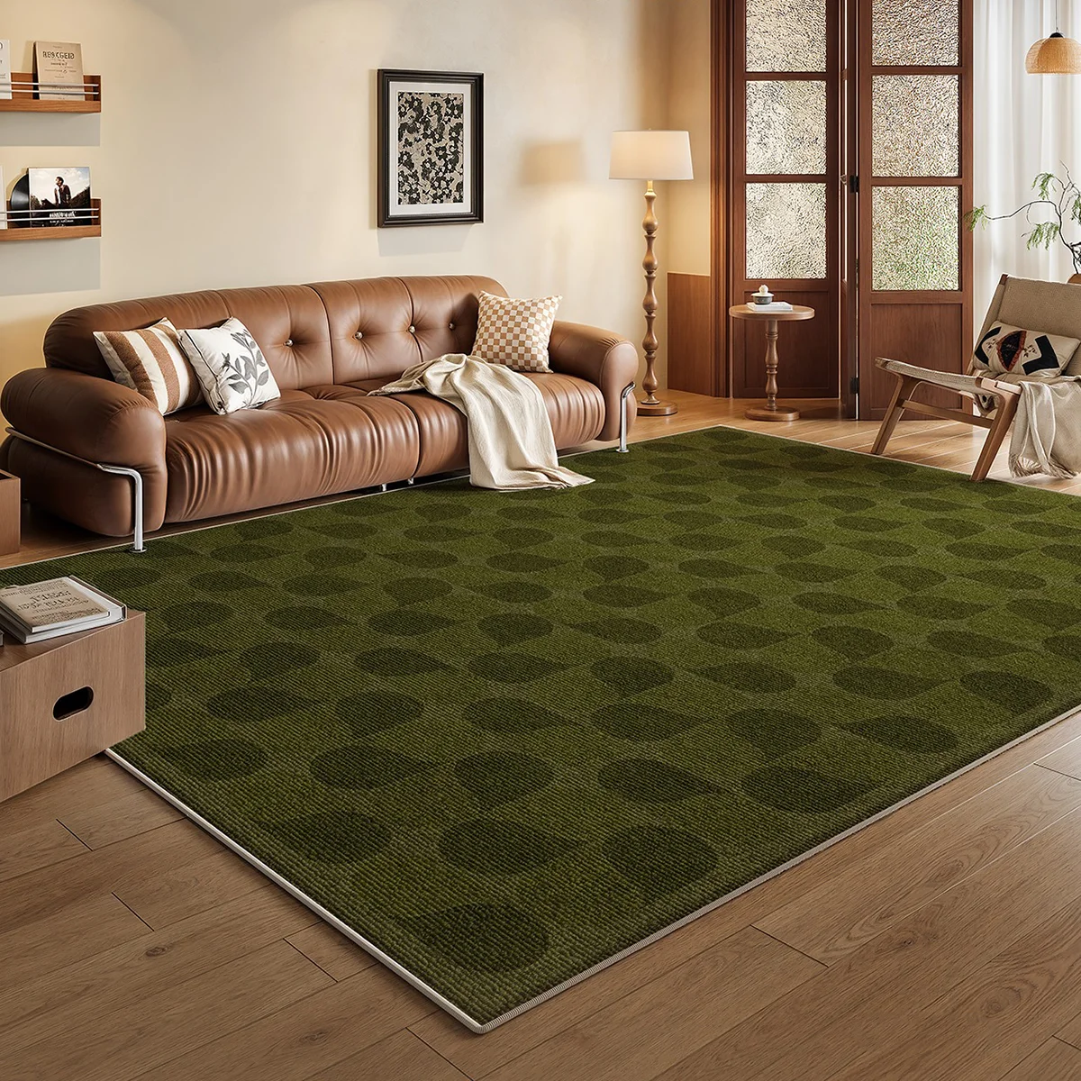 Green Minimalist Carpet for Living Room Large Area Rugs for Bedroom Loop Pile Tpr Soft Floor Mat Cloakroom Rug 카펫 Alfombra Salón