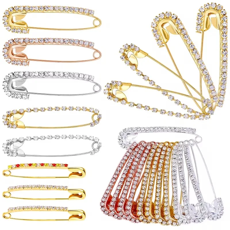 10/12 قطعة دبابيس الراين مشبك مجوهرات دبابيس بروش دبابيس أمان فاخرة للنساء لامعة موضة إكسسوارات الملابس ذاتية الصنع